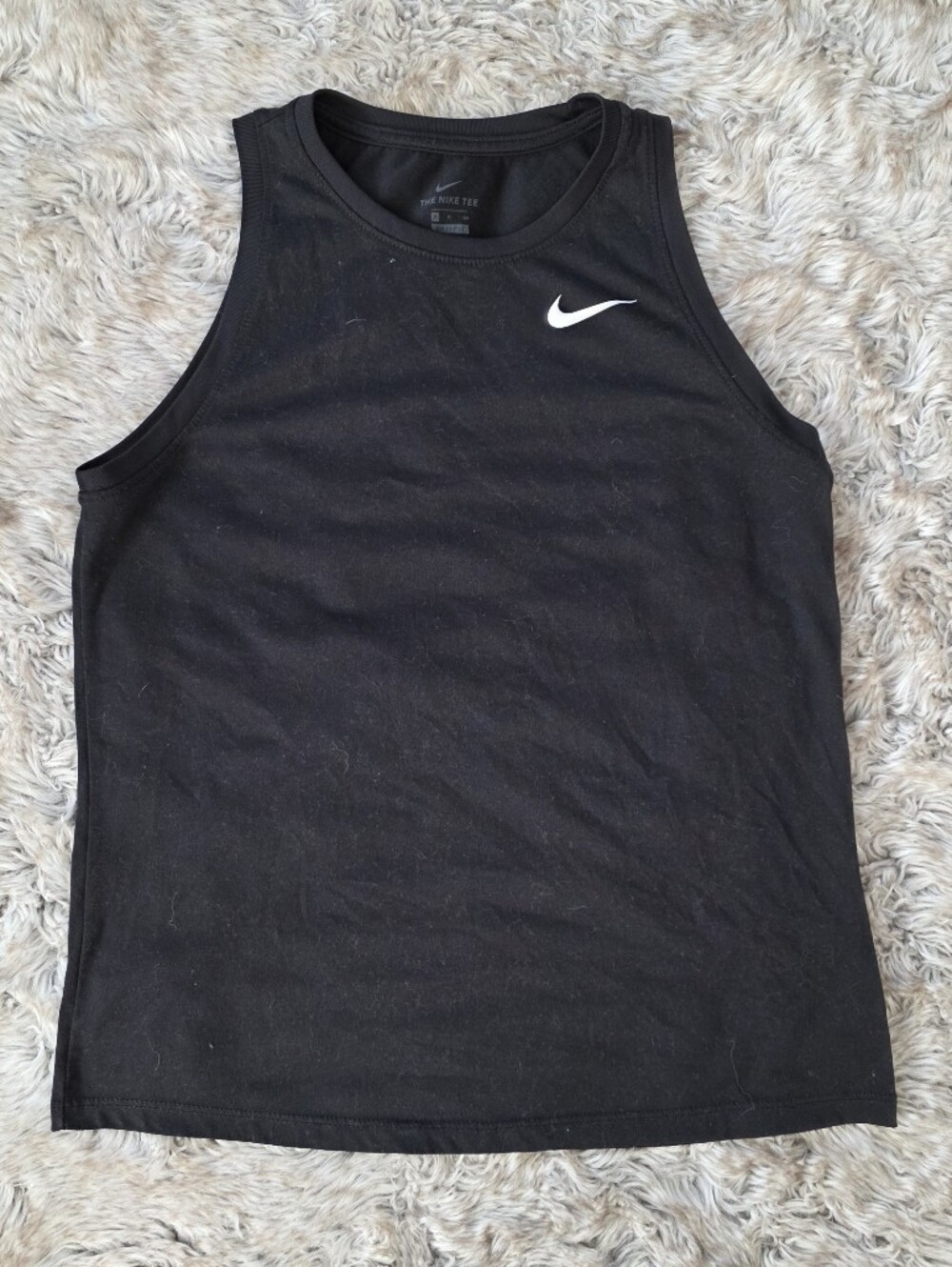 Nike Dri-fit The Nike‎ Tee Black Tank Top with White Swoosh Logo Women's Small